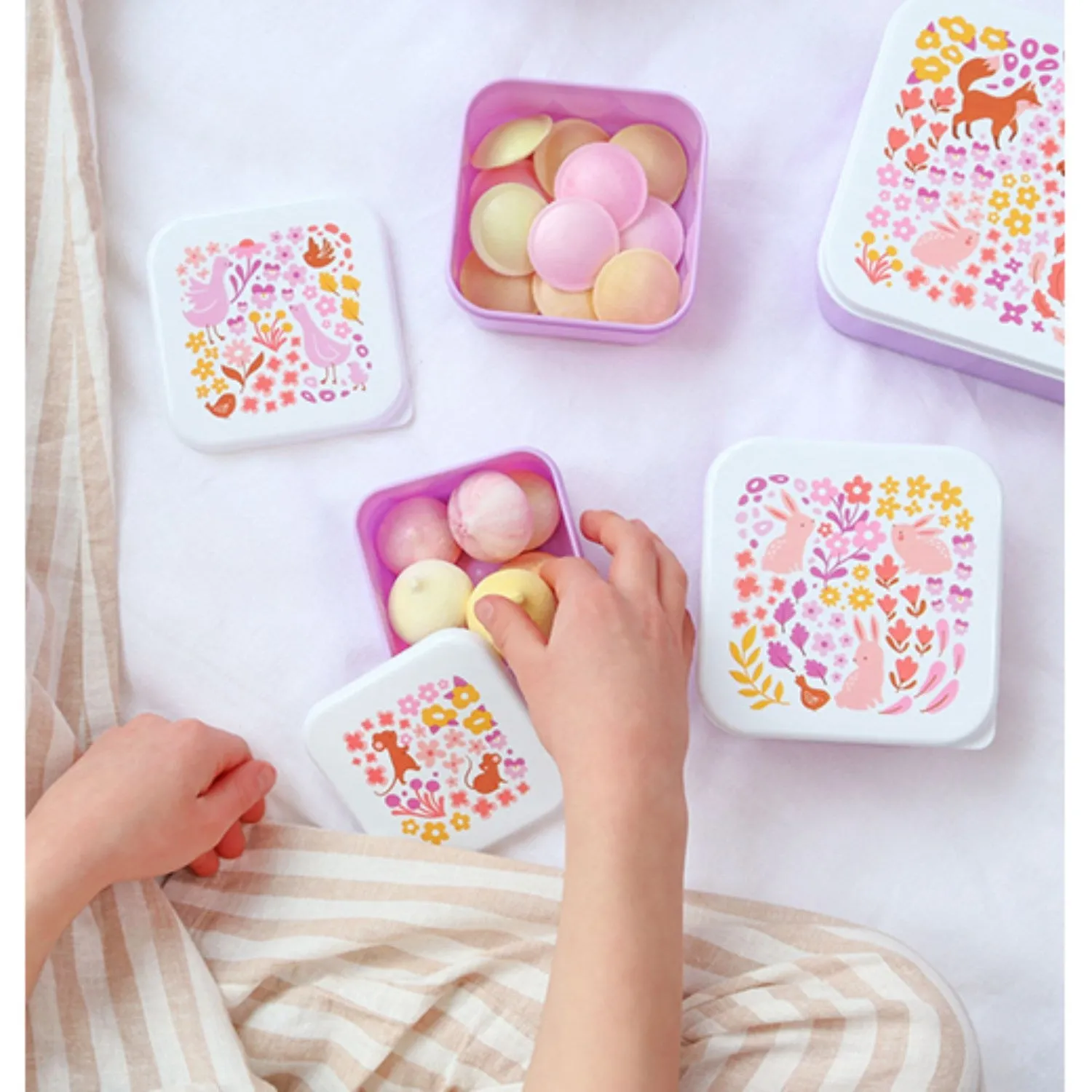 A Little Lovely Company Flower Garden Lunch & Snack Box Set