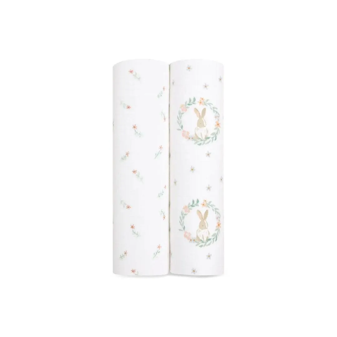 aden   anais Essentials Cotton Muslin 2 Pack Swaddle Blanket - Blushing Bunnies
