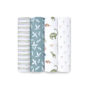 aden   anais Essentials Cotton Muslin Swaddle Blanket - 4 Pack - Dino Jungle