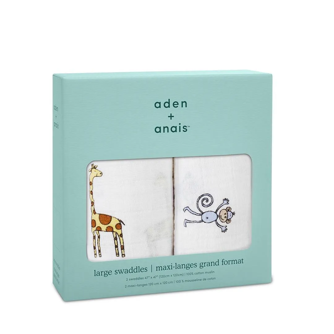 aden   anais Muslin Swaddles - Jungle Jam - 2 Pack