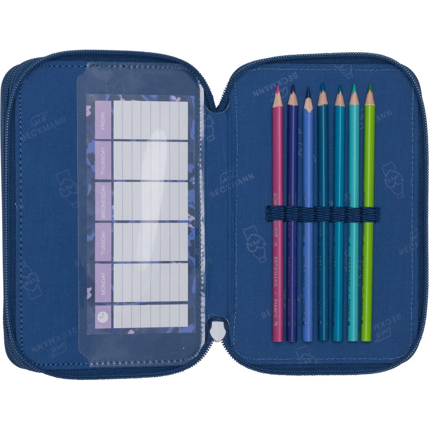 Beckmann Cheeta Tre-lags Pencil Case M/Indhold
