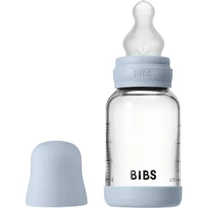 Bibs Baby Blue Glass Baby Bottle Round Silicone Slow Flow