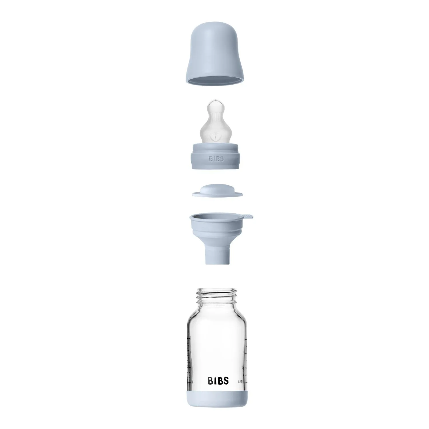 Bibs Baby Blue Glass Baby Bottle Round Silicone Slow Flow