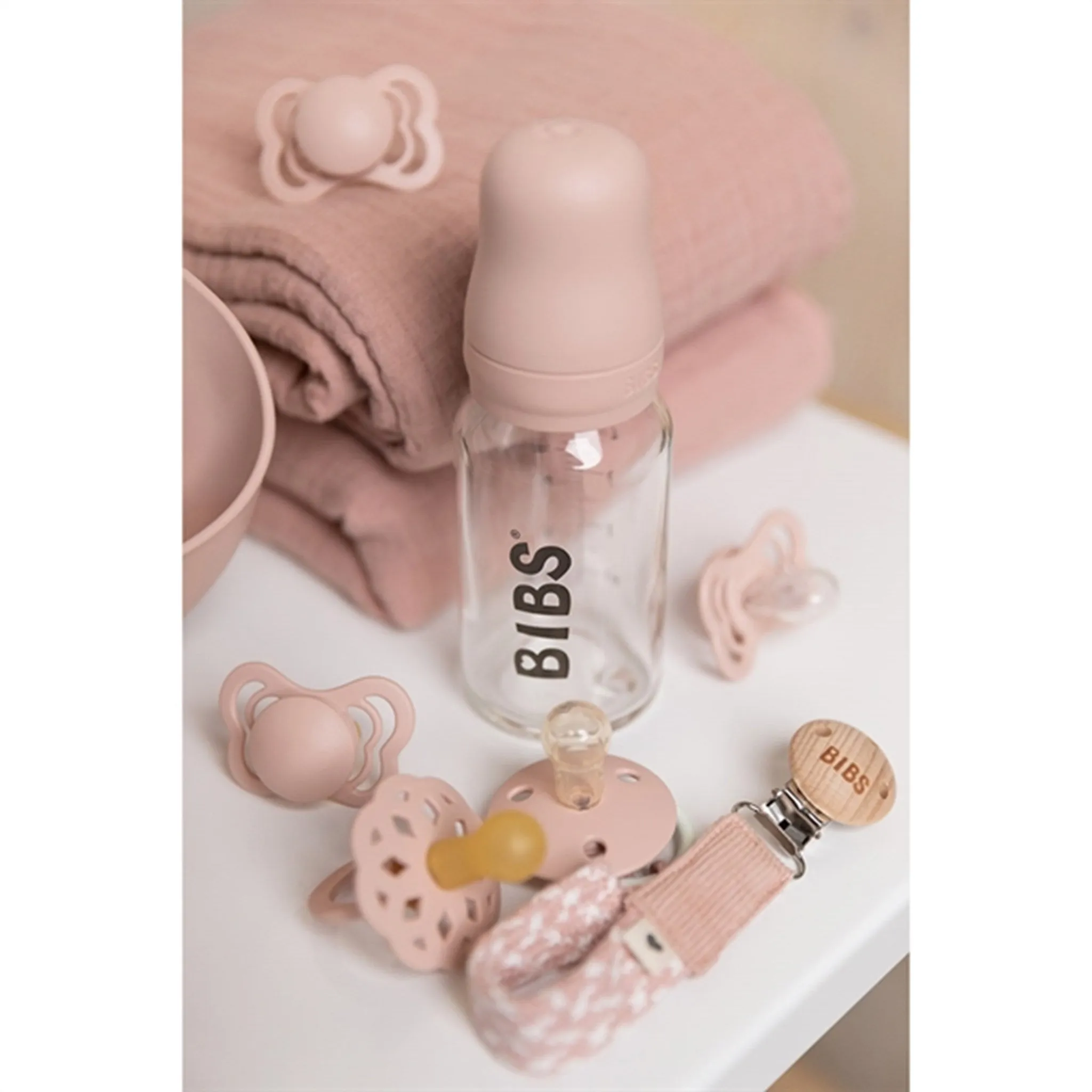Bibs Baby Glass Bottle Complete Set Blush 110 ml