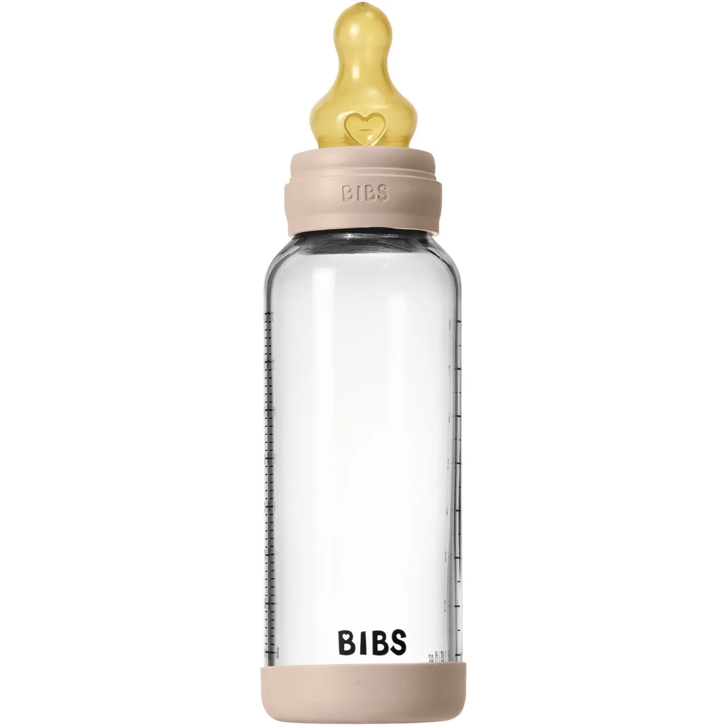 Bibs Blush Glass Baby Bottle Round Latex Medium Flow