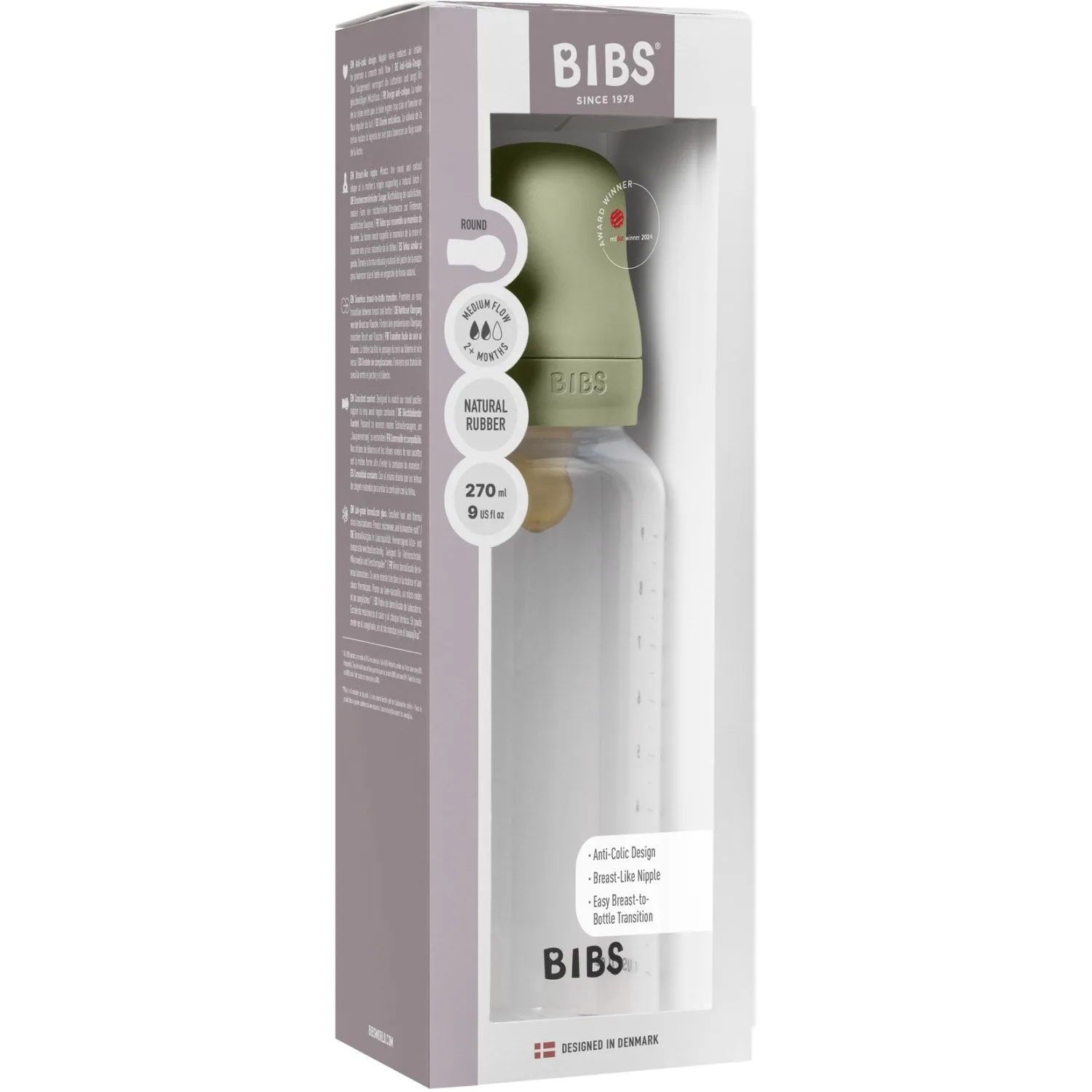 Bibs Sage Bibs Baby Bottle Round Latex 1 Pack 270 ml Medium Flow