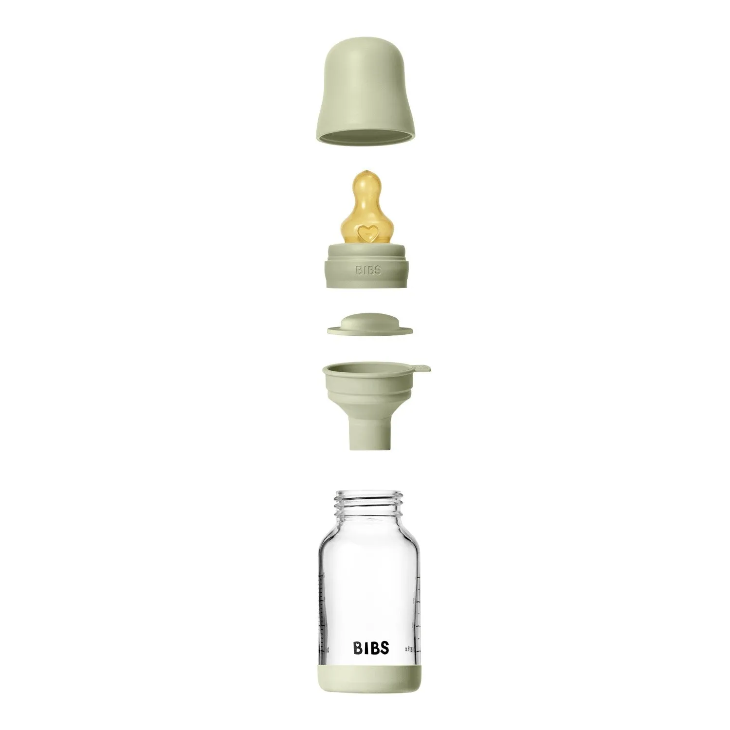 Bibs Sage Glass Baby Bottle Round Latex Slow Flow