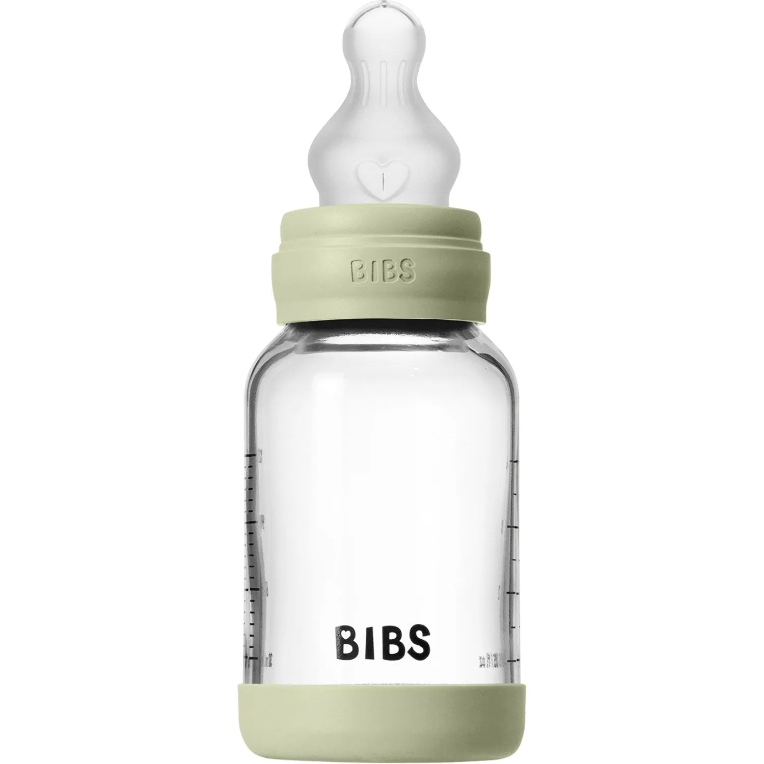Bibs Sage Glass Baby Bottle Round Silicone Slow Flow