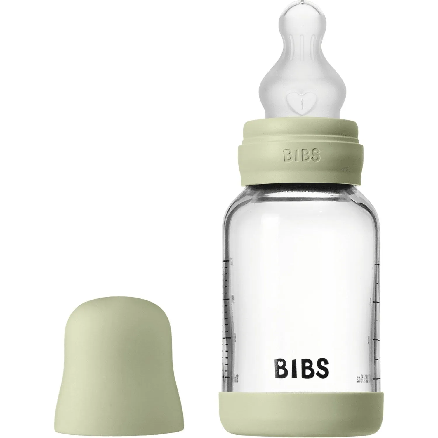 Bibs Sage Glass Baby Bottle Round Silicone Slow Flow
