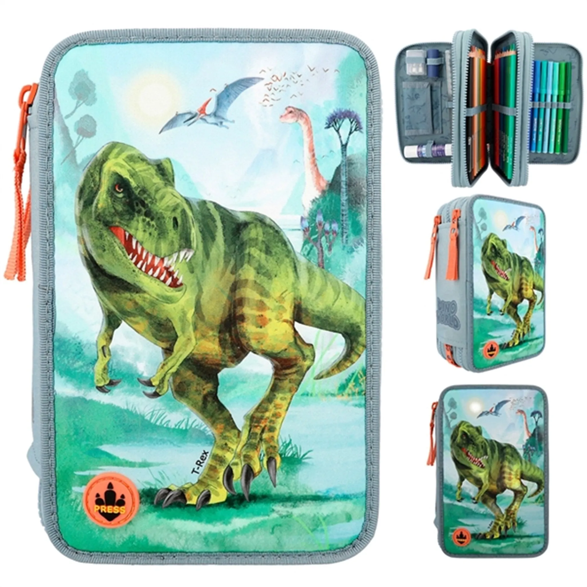 Dino World Triple Pencil Case LED T-Rex
