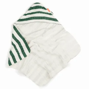 Done by Deer Towel W/Hood GOTS Stripes Green
