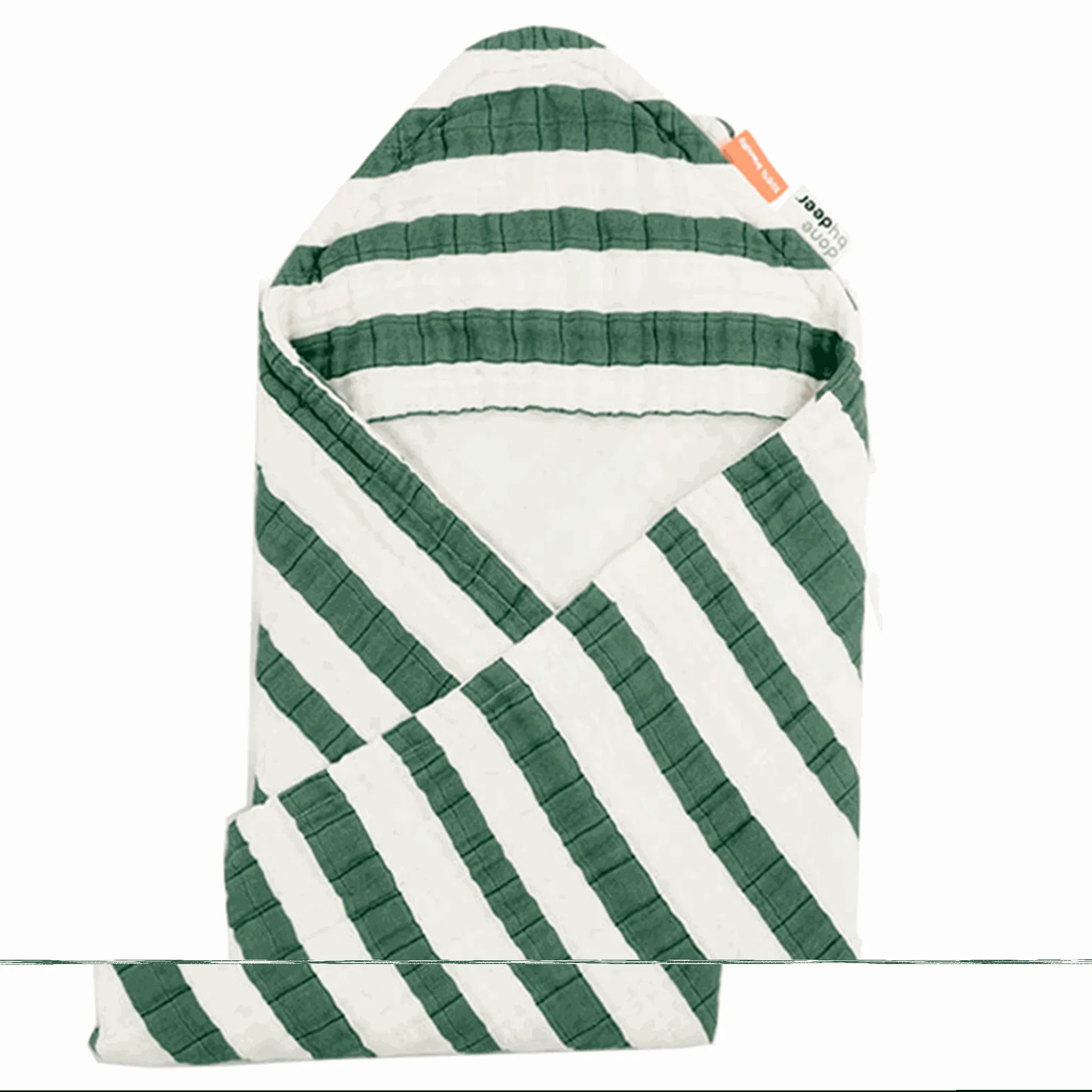 Done by Deer Towel W/Hood GOTS Stripes Green