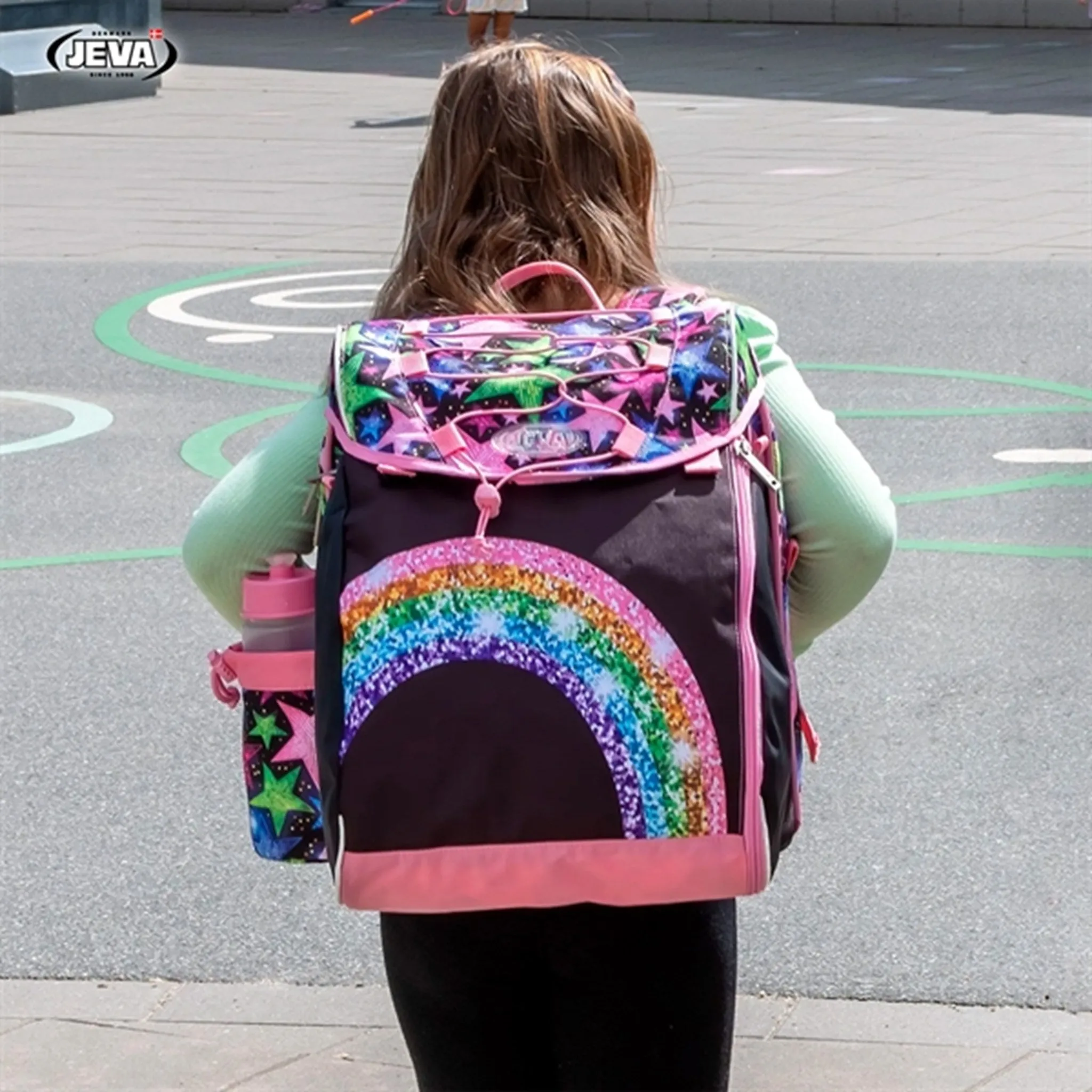 JEVA Intermediate Skoletaske Shimmer Rainbow