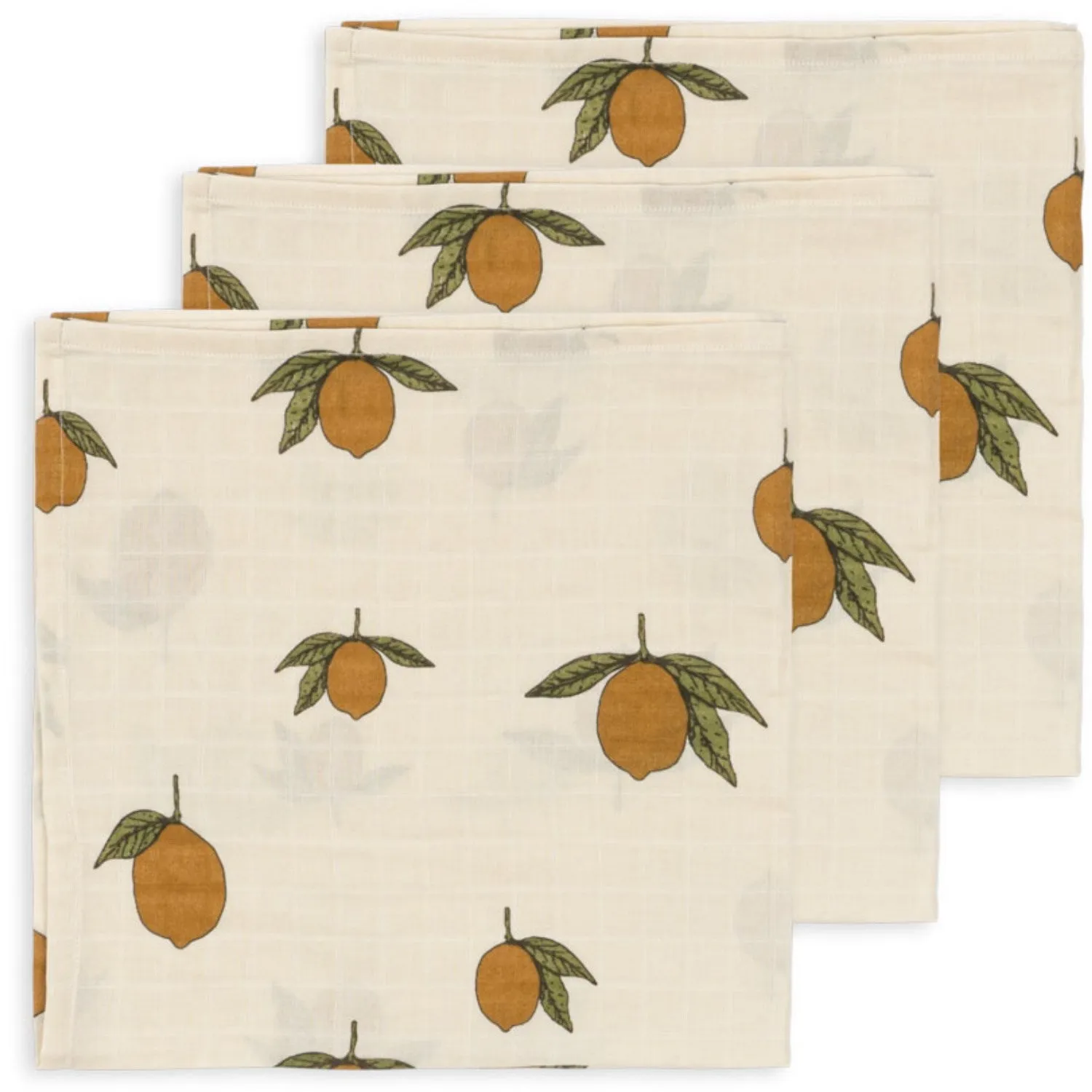 Konges Sløjd Mon Grand Citron 3 Pack Muslin Cloth Gots
