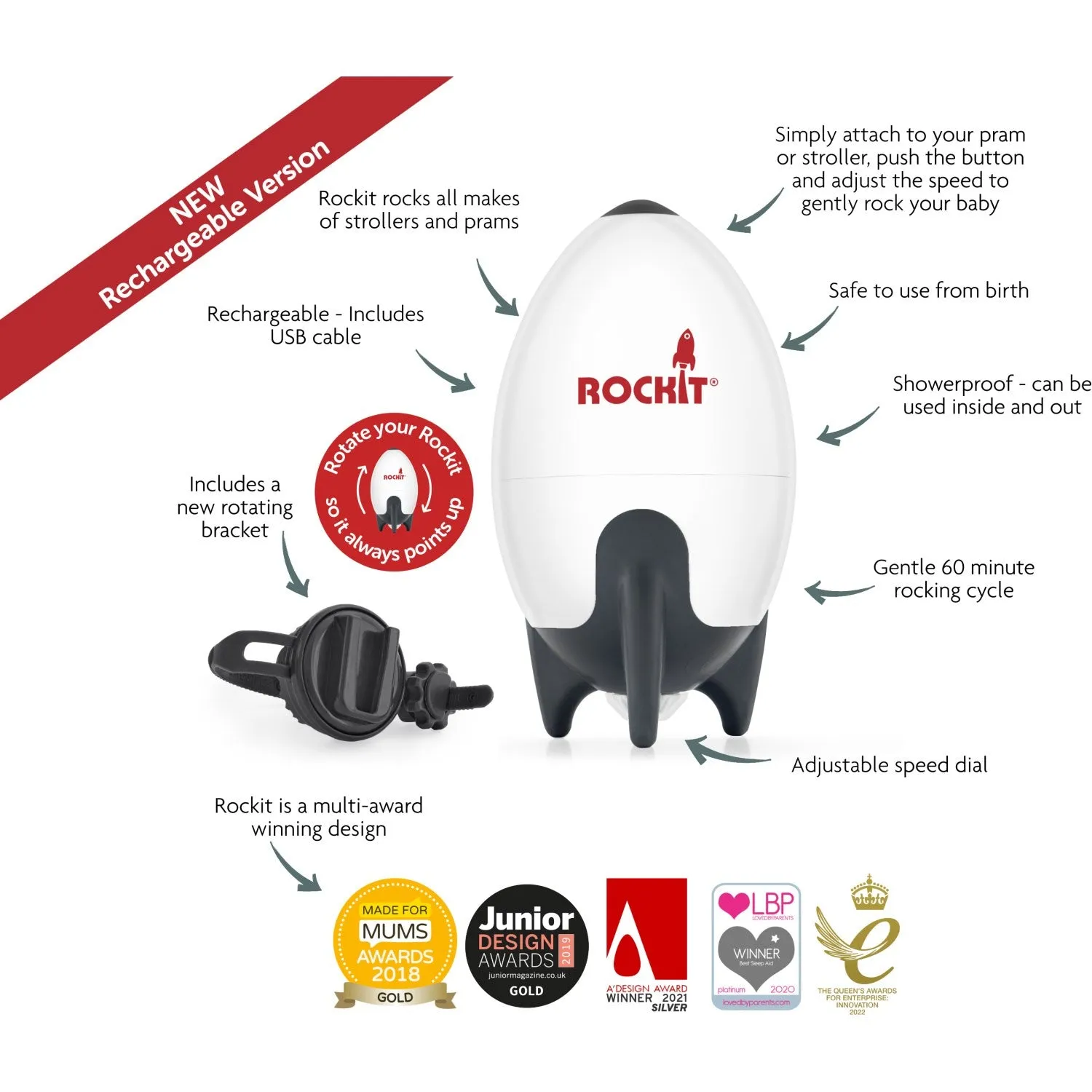 Little Dutch White Rockit Rocker Rechargeable Version