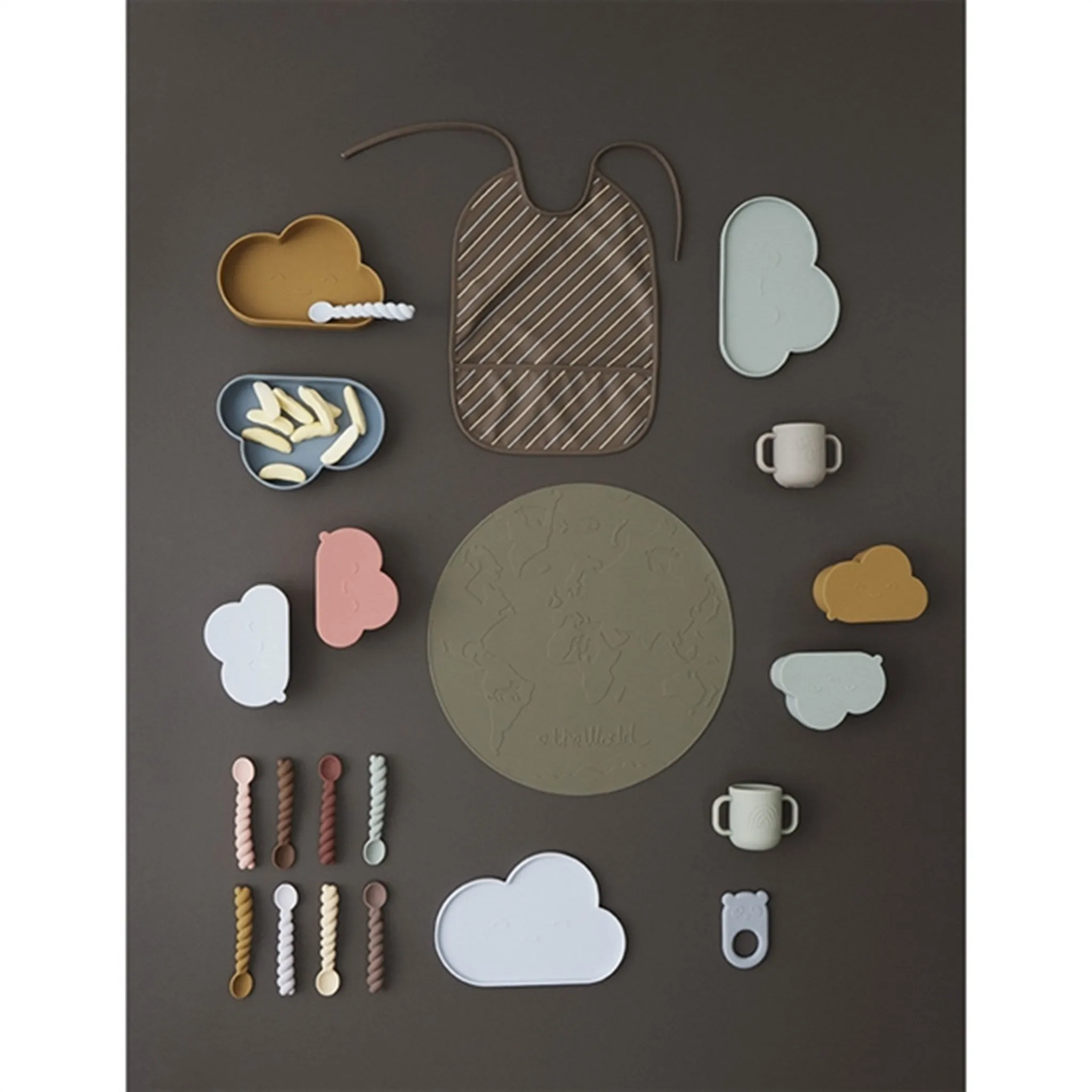 OYOY Chloe Cloud Plate & Bowl Ice Blue/Choko