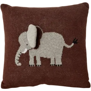Rice Kids Elephant Cushion With 3D Details And Filler - Chocolate Brown - Small