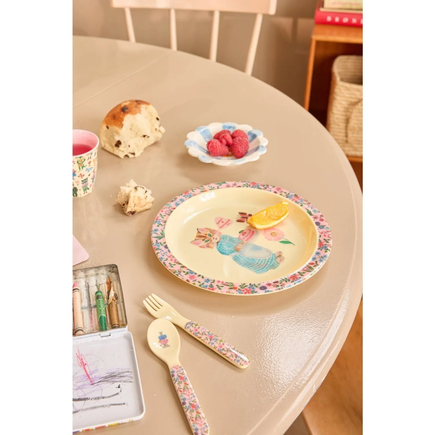 Rice Nathalie Lété Theme Pink Melamine Kids Lunch Plate