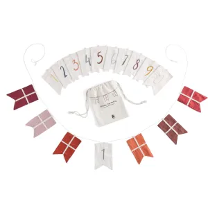 Sebra Red Birthday Bunting, Numbers 0-9, Organic Cotton