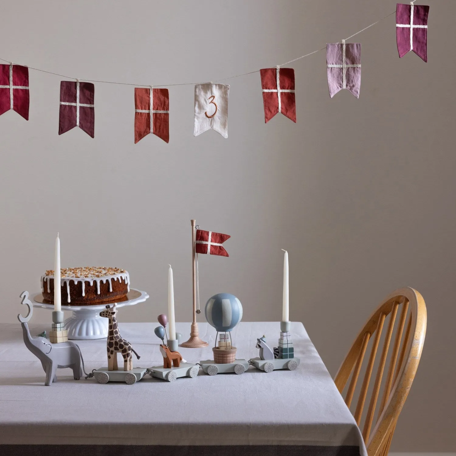 Sebra Red Birthday Bunting, Numbers 0-9, Organic Cotton