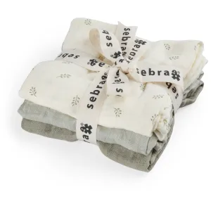 Sebra Sophora Leaves /Mist Green Muslin Cloths 3-Pack