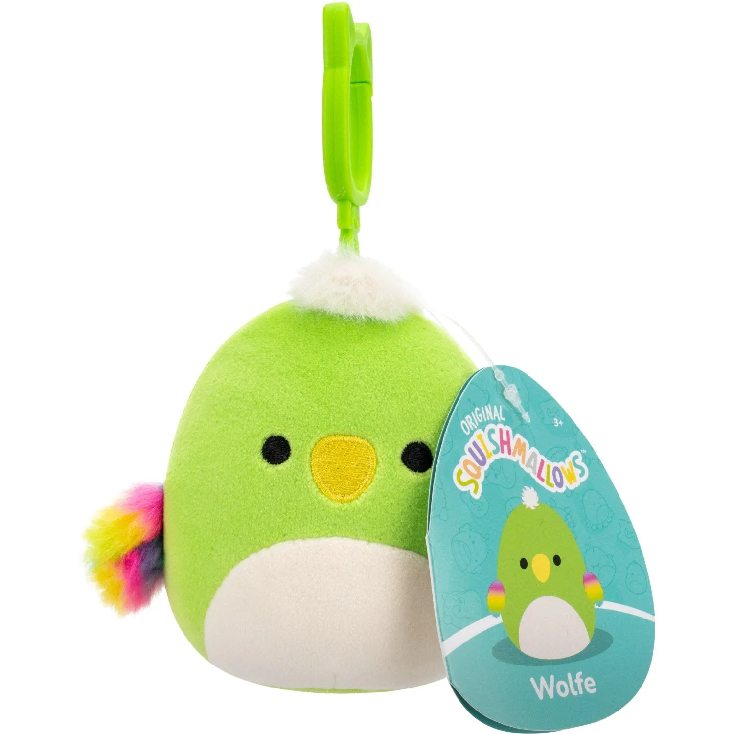 Squishmallows 9 Cm P22 Clip-on Wolfe Green Parrot