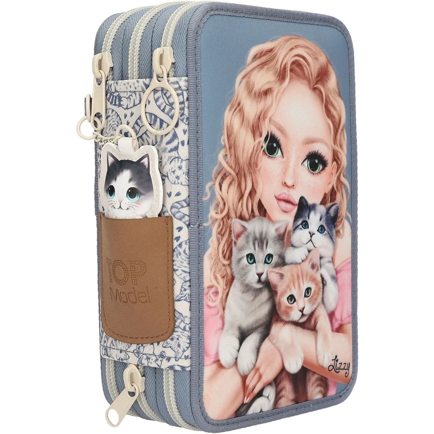 TOPModel Cat Love Triple Pencil Case