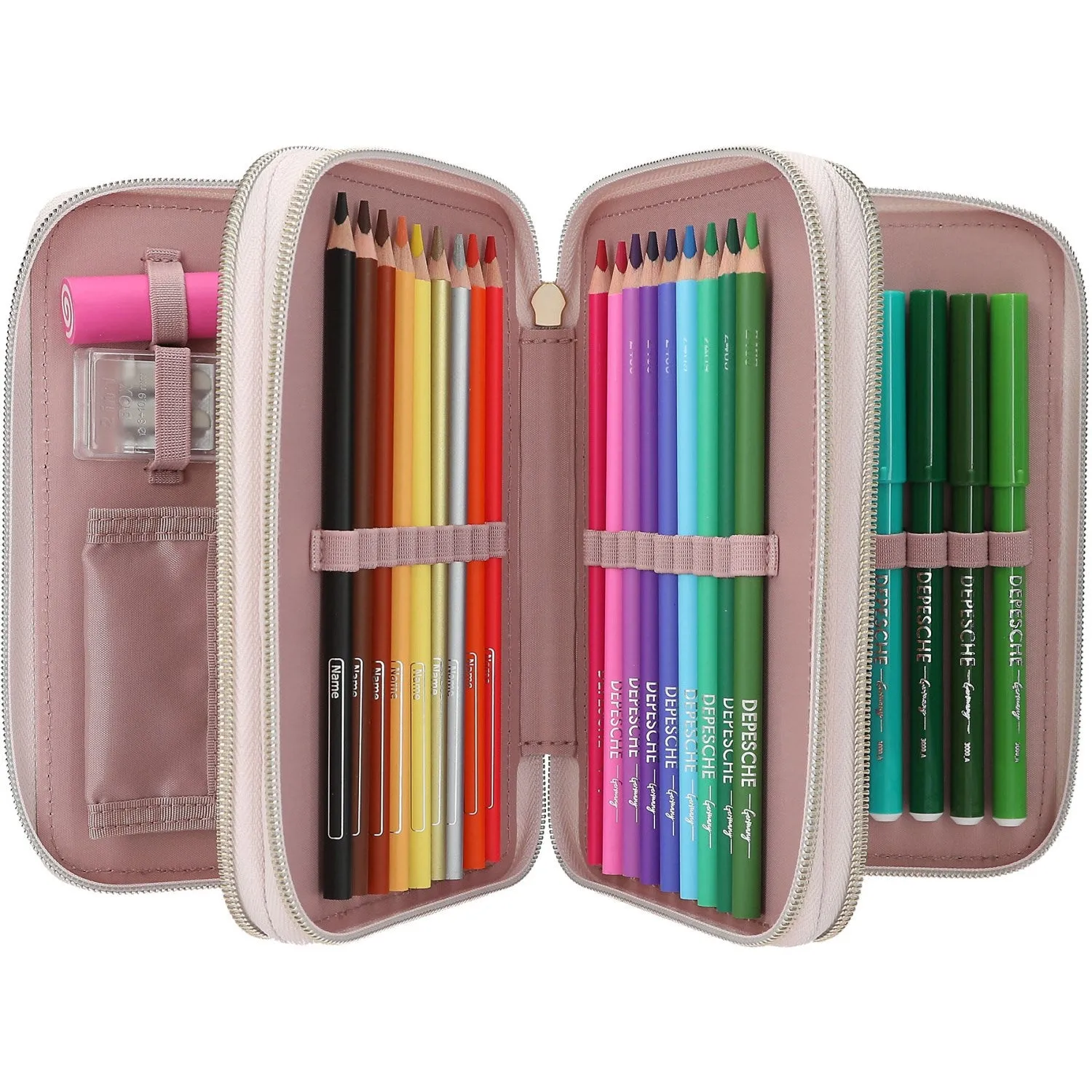TOPModel Summer Feeling Triple Pencil Case With Embroidery